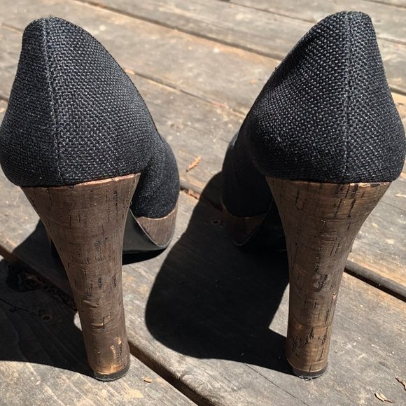 Nine West Black Cork Heels 10M - Picture 6 of 8